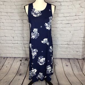 Old Navy Sleeveless Knit Swing Dress Blue Floral Medium Tall